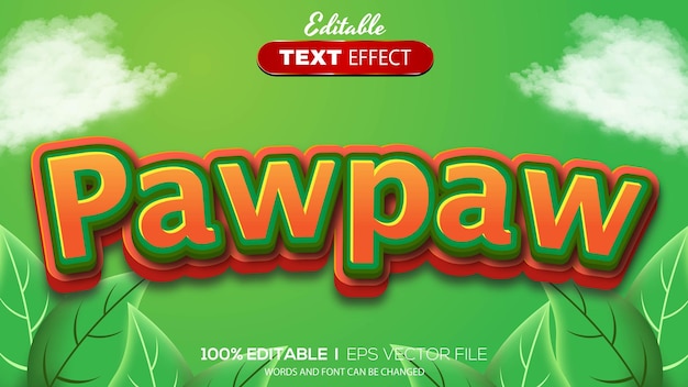 3D editable text effect pawpaw theme