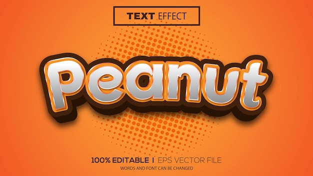 3d editable text effect peanut theme premium vector