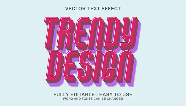 Vector 3d editable trendy design text effect graphic style template