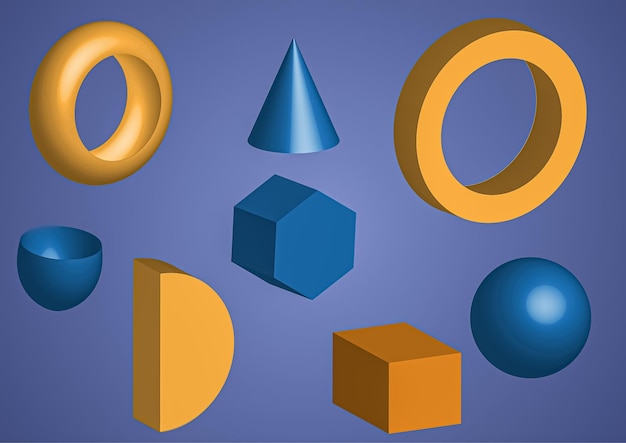 3d elements blue and yellow illustration