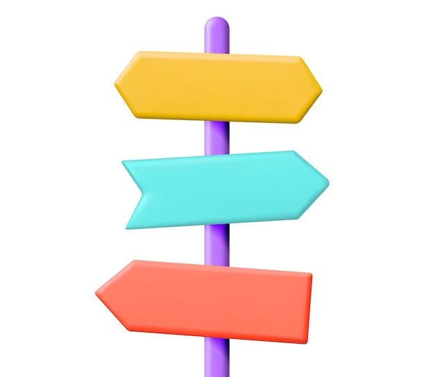 3D Empty Signpost with Directions Isolated