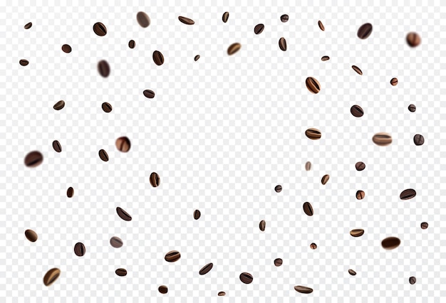 3d falling coffee beans realistic cafe grain Abstract seeds in cafeteria design roasted espresso agriculture collection Circle frame for banner backdrop Vector isolated background