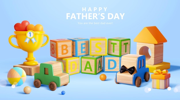 3d Fathers Day toy block template