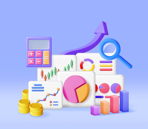 3D Financial Reports Concept