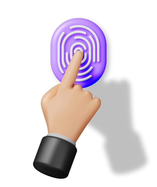 3D Fingerprint Icon and Hand Isolated