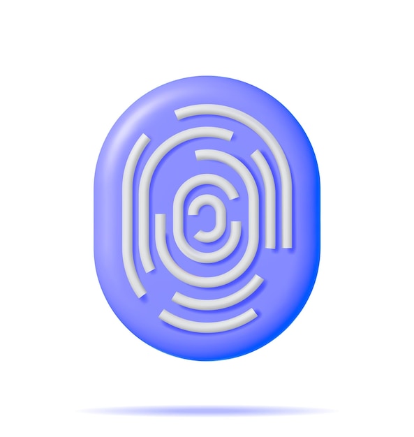 3D Fingerprint Icon Isolated