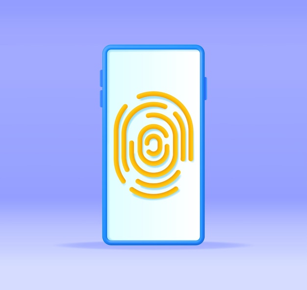 3D Fingerprint on Mobile Phone Isolated