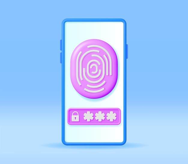 3D Fingerprint on Mobile Phone Isolated