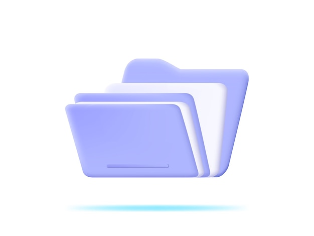 3d folder for management file 3d document cartoon style minimal folder with files icon Free Vector