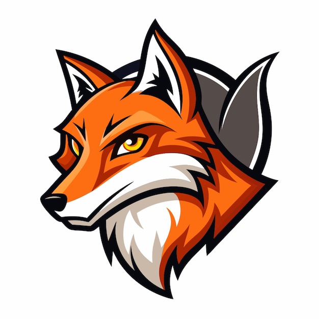 a 3d foxs face side look with a text of foxes in the front as a mascot illustration inside a teams