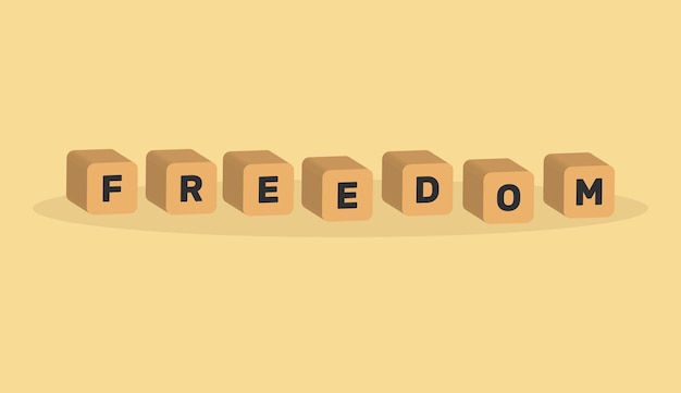 3d freedom concept in minimal cartoon style