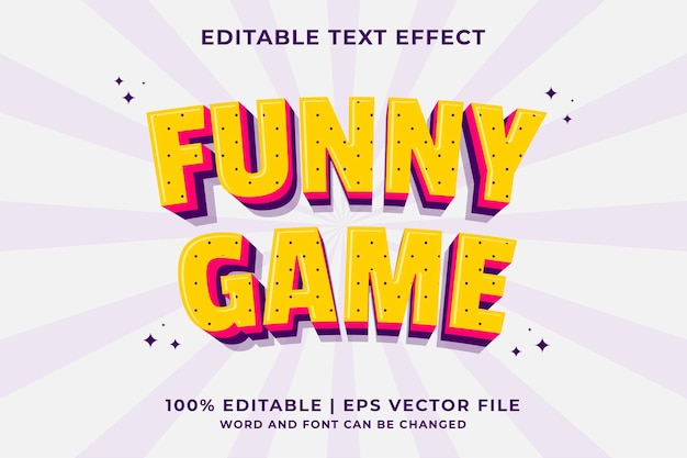 3d Funny Game Cartoon Editable Text Effect Premium Vector