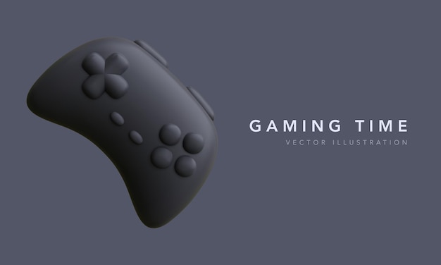 3d gamepad isolated on dark background. Electronic video gamepad, computer devices. Vector illustration