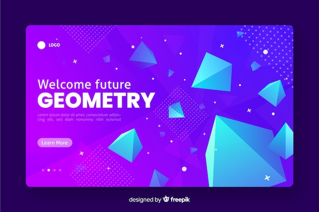 3d geometric landing page with pyramids