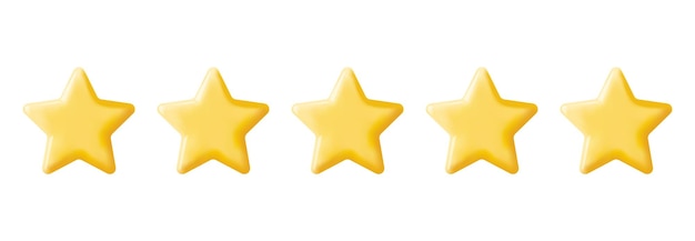 3D Glossy Yellow Five Stars Rating