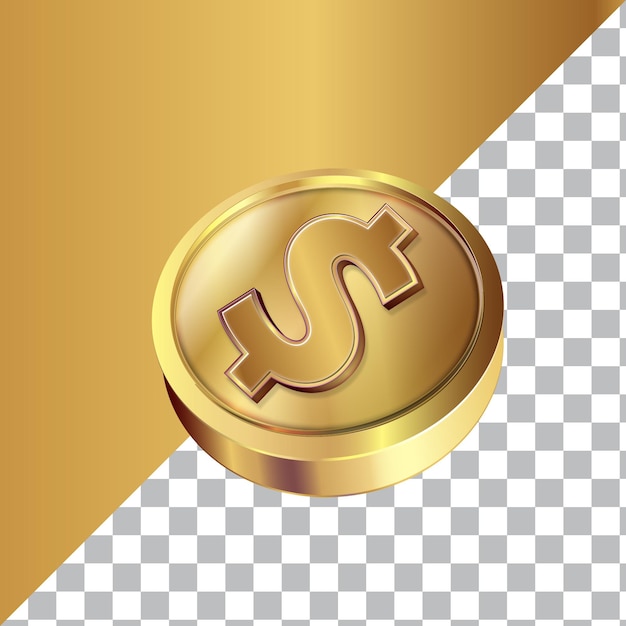 3d gold coin dollar isolated design