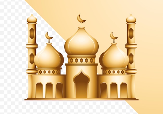 Vector 3d gold mosque icon design element