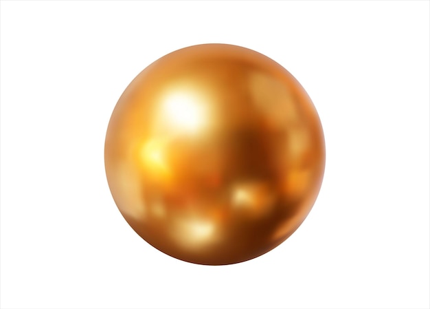 3d gold shape sphere Metal simple figure for your design on isolated background Vector illustration