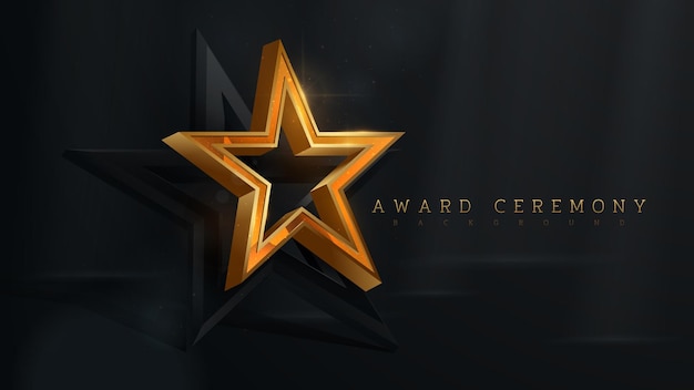 3d gold star with glitter light effect element and bokeh decoration Award ceremony background