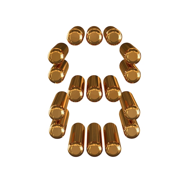 3d gold symbol made of cylinders number 8