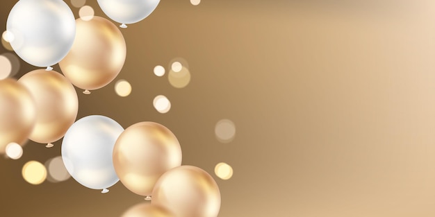 3D golden balloon design background beautiful illustration banner template vector