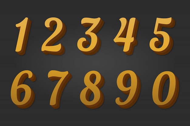 3d Golden Numbers 0-9