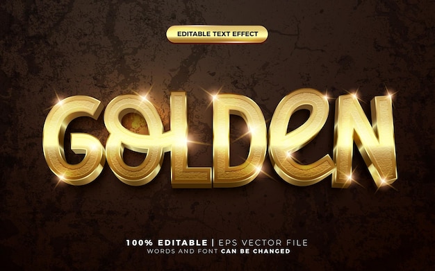 3d golden sparkle text style effect template editable text effect