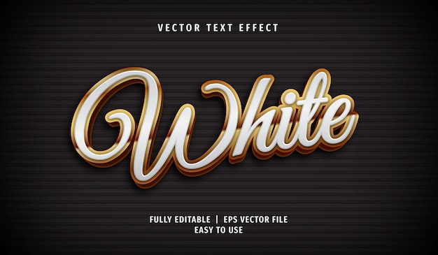 3d golden white text effect, editable text style