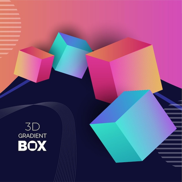 3D gradient box abstract design