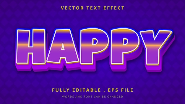 3d Gradient Colorful Word Happy Editable Text Effect Design Template