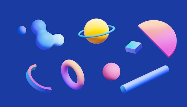 3d gradient geometric shapes