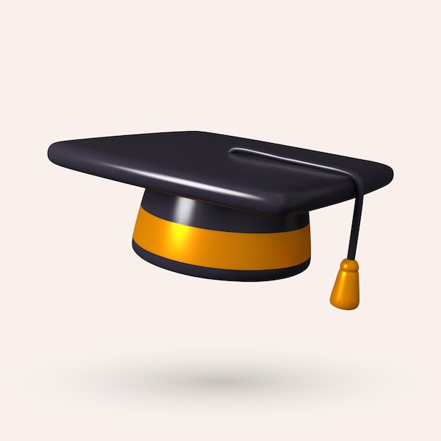 Vector 3d graduation cap icon symbolizing completion of high school college or university