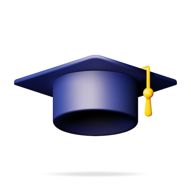 3D Graduation Cap Isolated on White