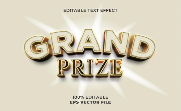 3D  grand prize text effect template with gold color