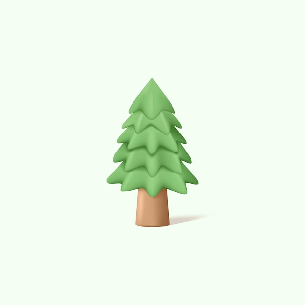 3D graphic of pine tree with pastel color illustration