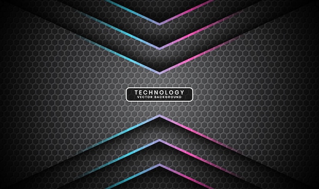 3D gray technology abstract background overlap layer on dark with blue pink arrow effect decoration