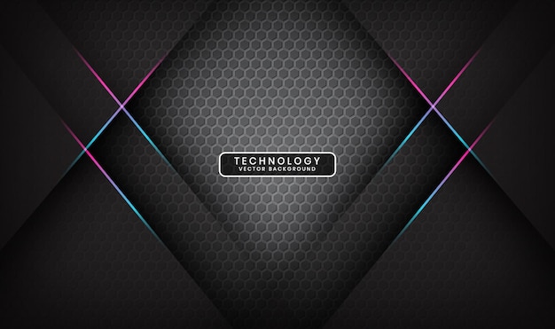 3D gray technology abstract background overlap layer on dark with blue pink line effect decoration