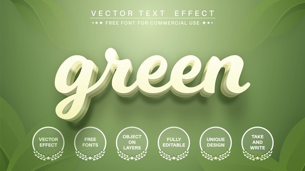 3D green editable text effect  font style