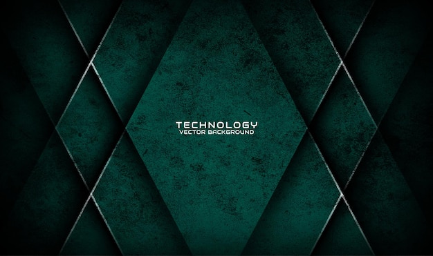 3D green technology abstract background overlap layer with rhombus lines and grunge texture effect