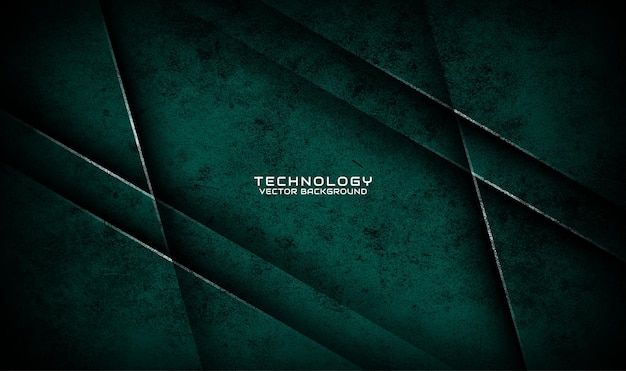 3D green technology abstract background overlap layer with white line and grunge texture effect