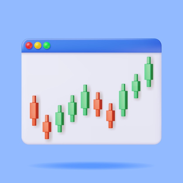 3D Growth Stock Diagram Isolated