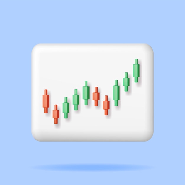 3D Growth Stock Diagram Isolated