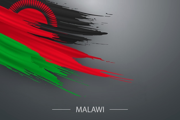 3d grunge brush stroke flag of Malawi