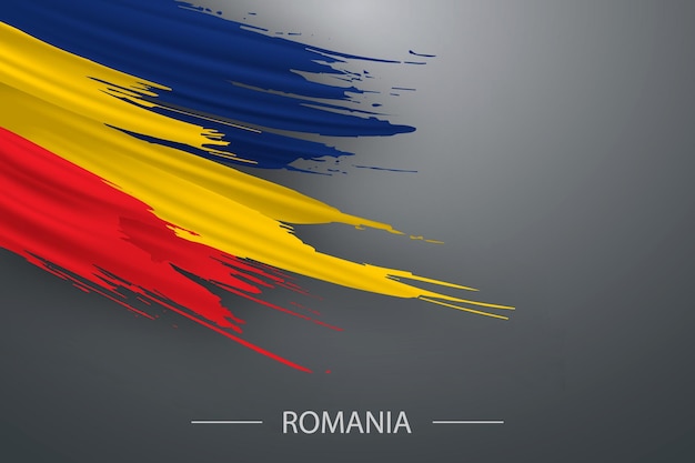 3d grunge brush stroke flag of Romania