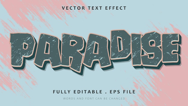 3d Grunge Vintage Word Paradise Editable Text Effect Design