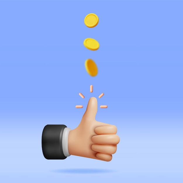 3D Hand of Businessman Tossing Golden Dollar Coin