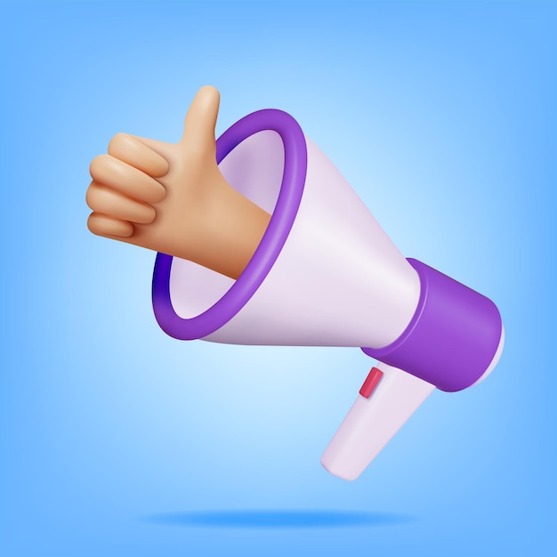 3D Hand Like Symbol in Megaphone