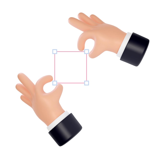 3d hands holding a transform tool