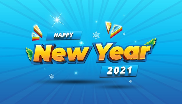 3D happy new year with style text effect