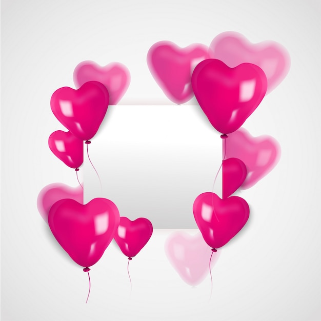 3D heart balloon and white space board for valentine’s day